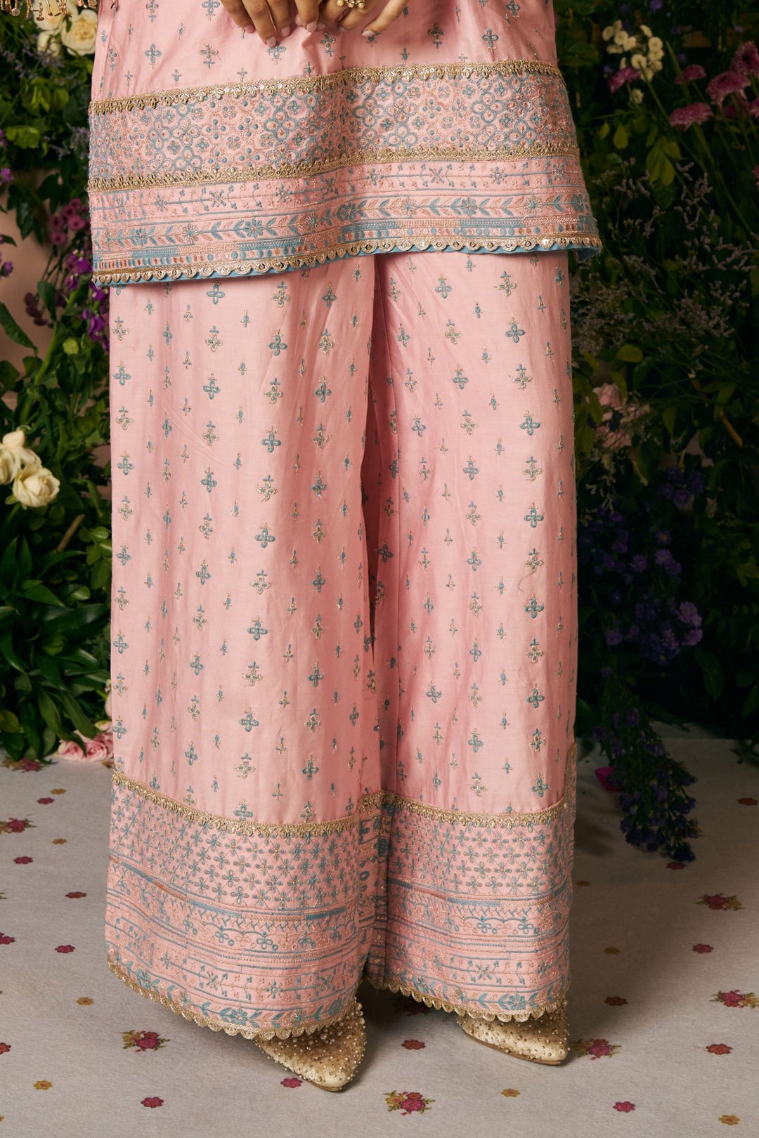 Laagi Pima Satin Pink Kurta Set