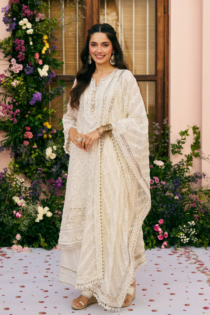 Itriya Organza Off White Kurta Set With Itriya Dupatta