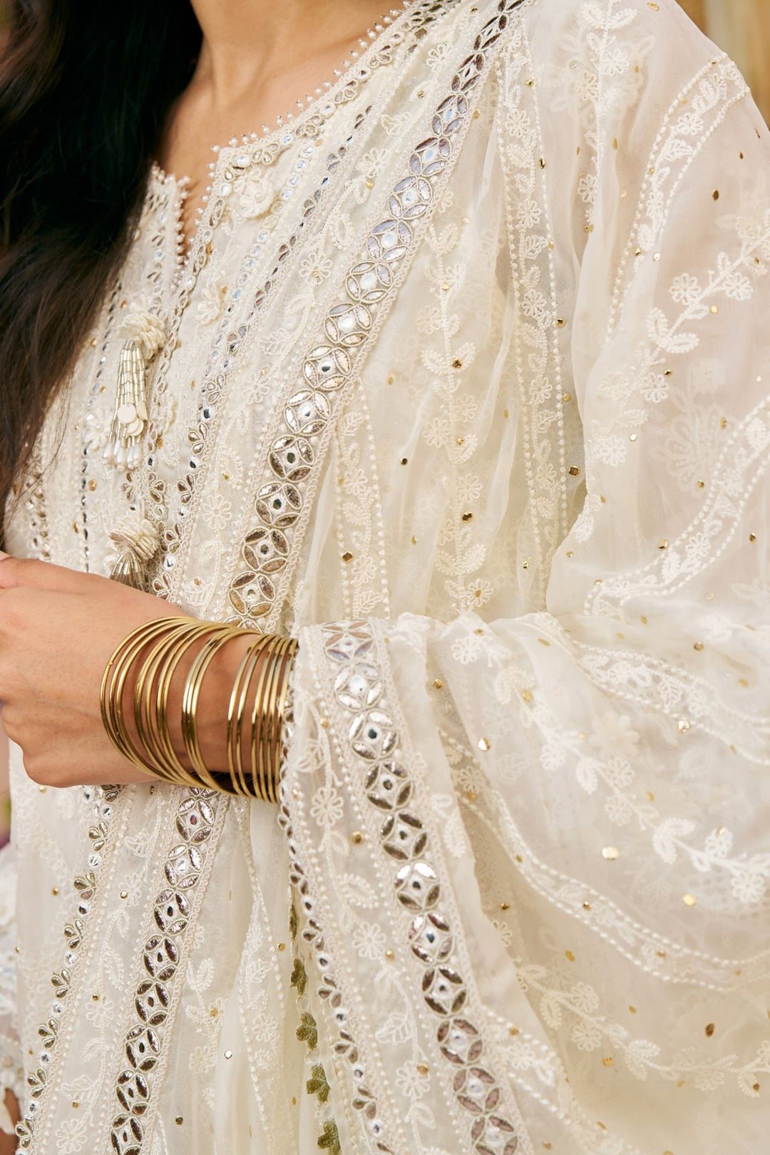 Itriya Organza Off White Kurta Set With Itriya Dupatta