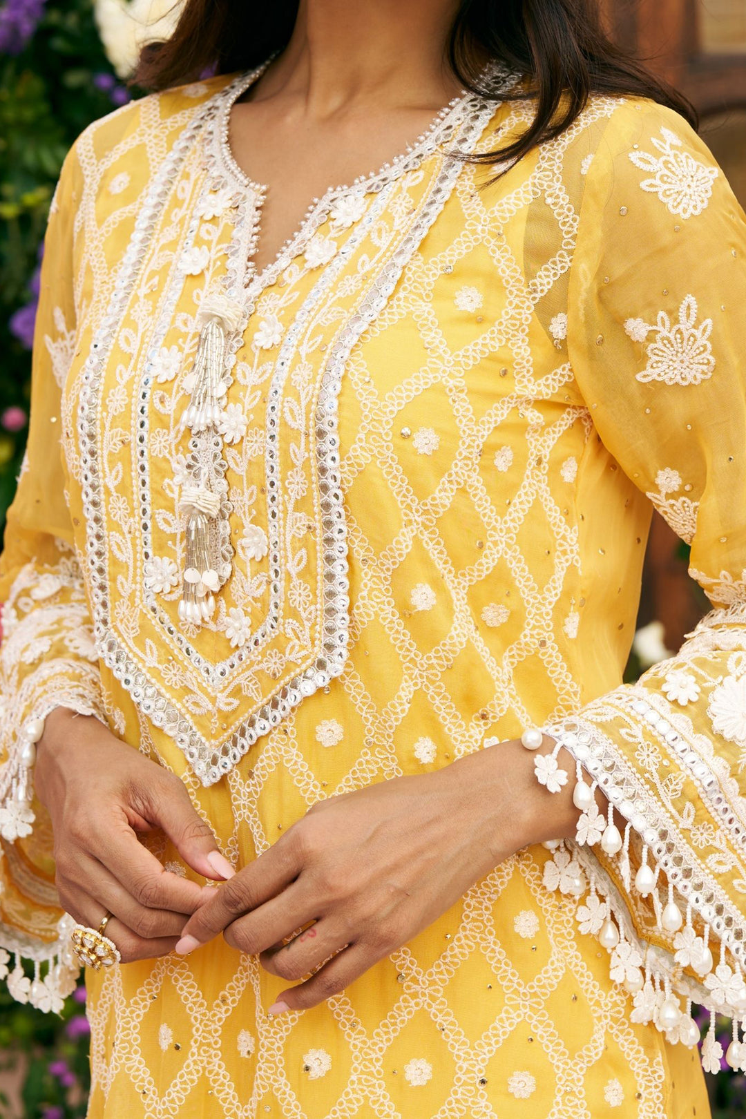 Itriya Organza Mustard Kurta Set