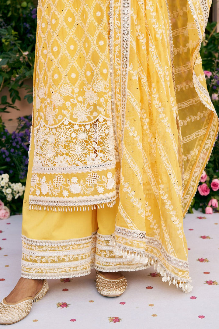 Itriya Organza Mustard Kurta Set