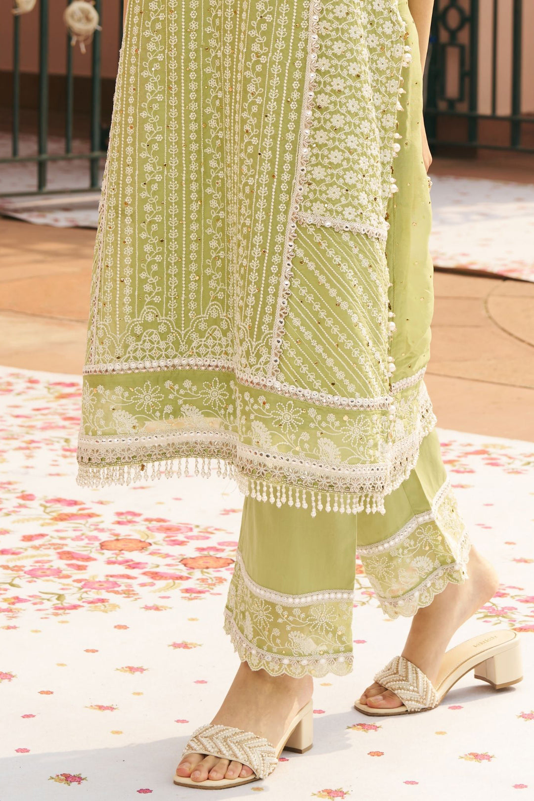 Shringar Organza Green Kurta Set