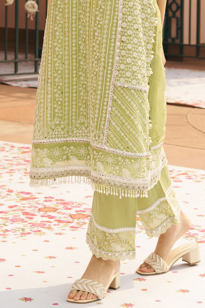 Shringar Organza Green Kurta Set