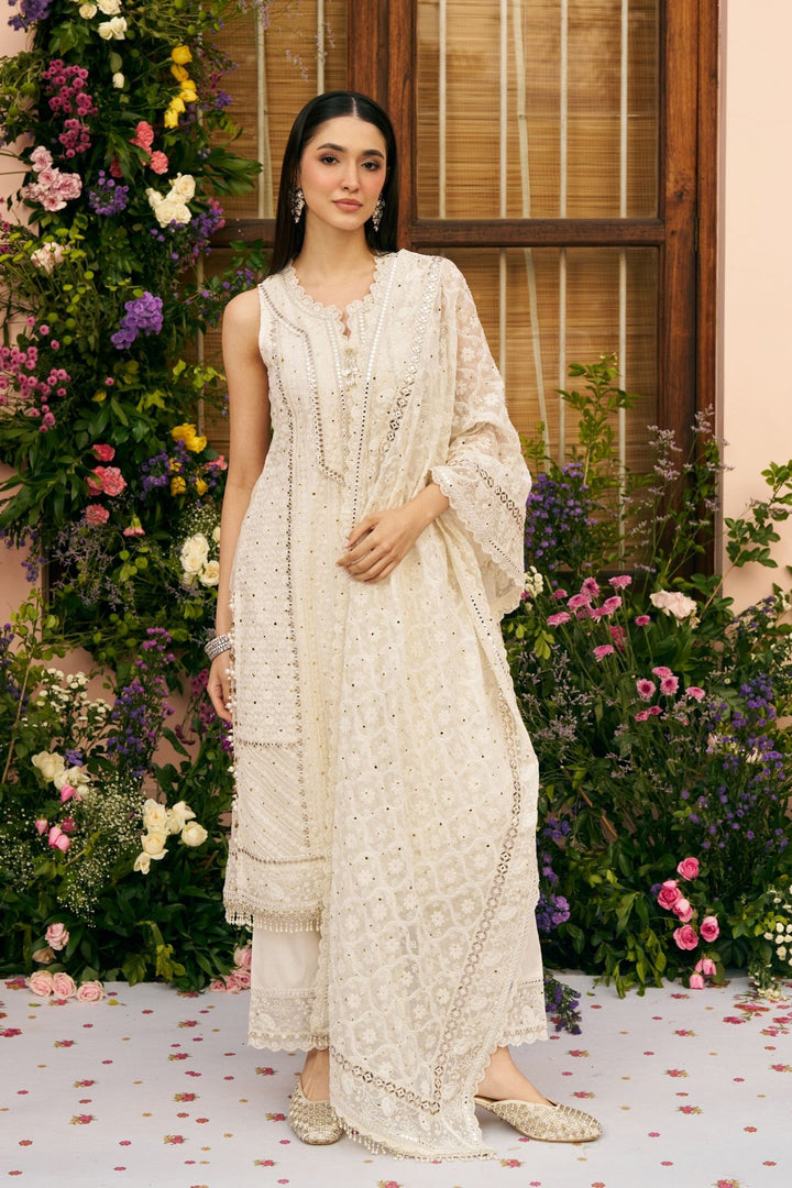 Shringar Organza Off White Kurta Set With Shringar Dupatta