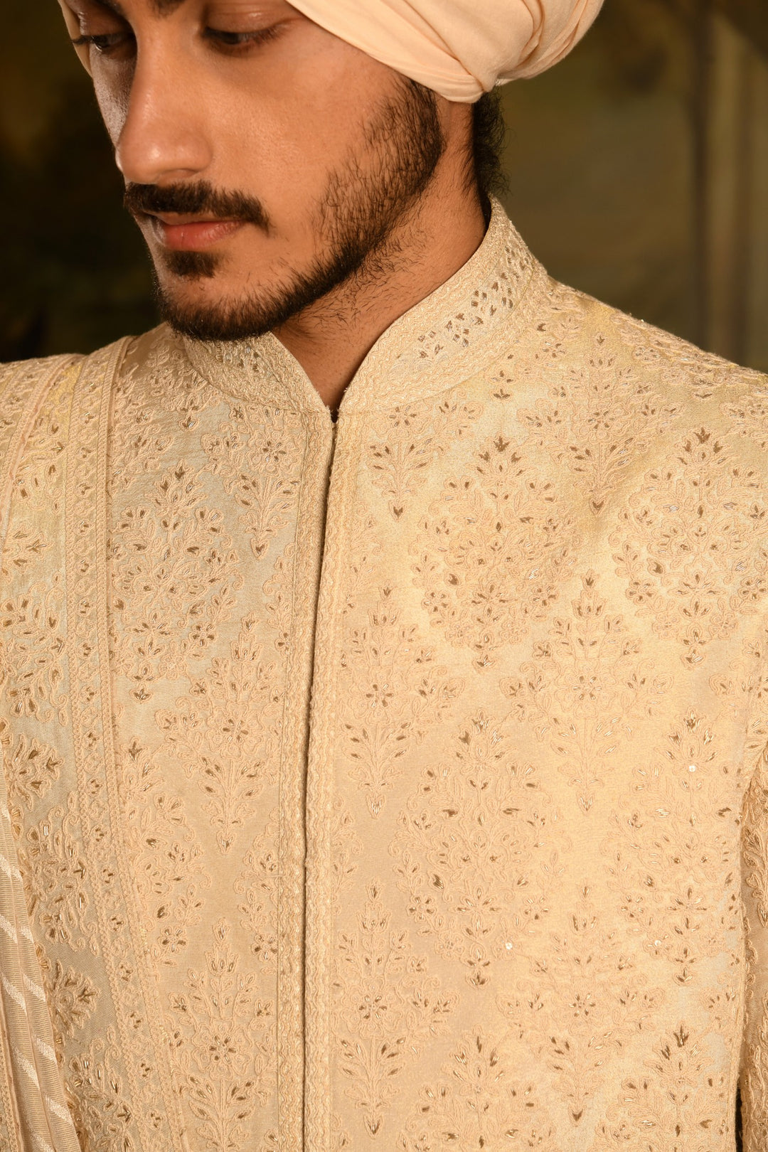 The Imperial Drape Sherwani: A Masterpiece In Light Ivory