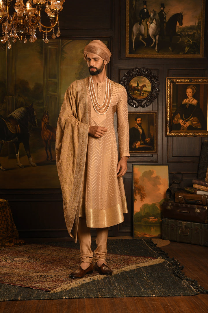 Imperial Aura Sherwani: Timeless Majesty In Antique Gold