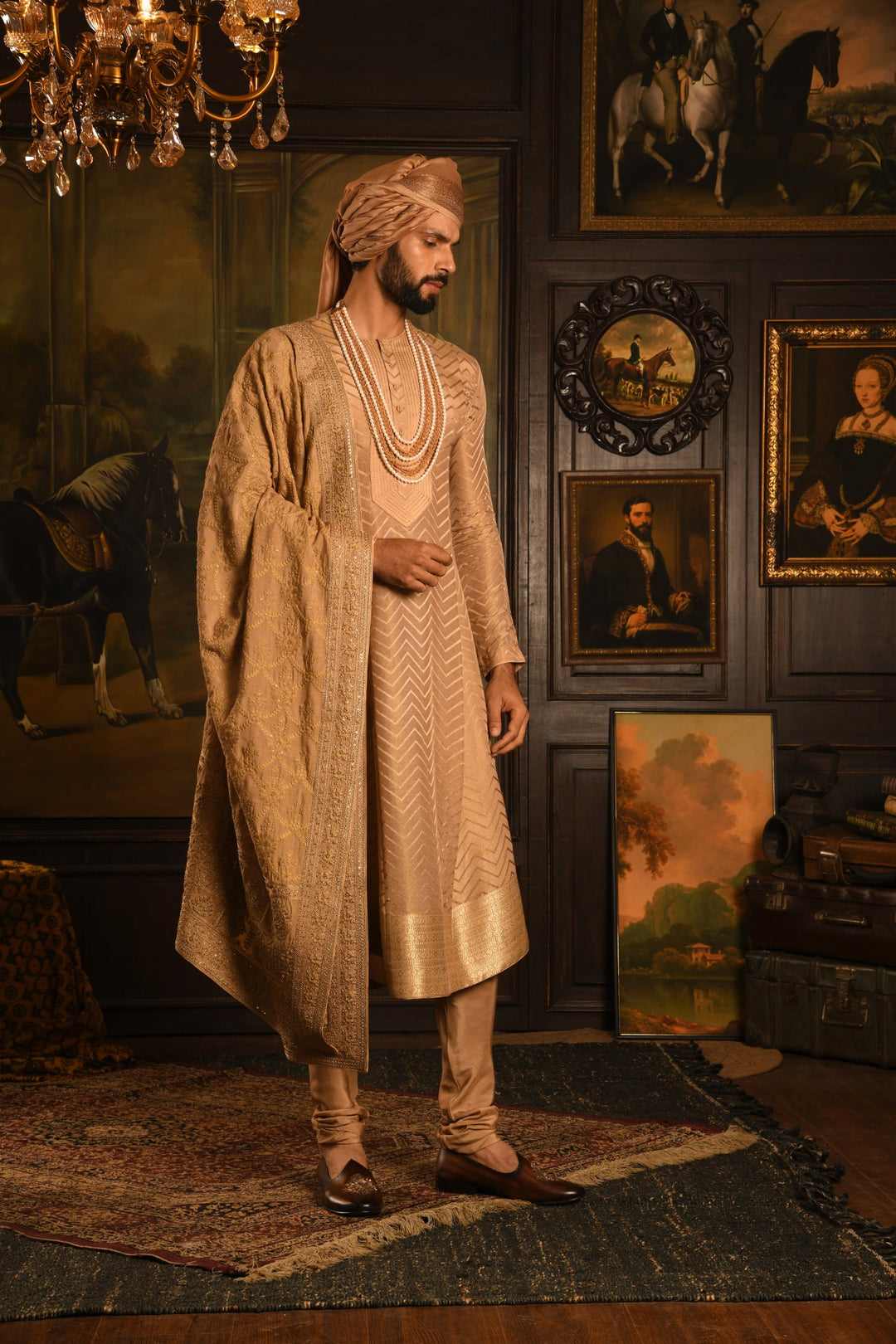 Imperial Aura Sherwani: Timeless Majesty In Antique Gold
