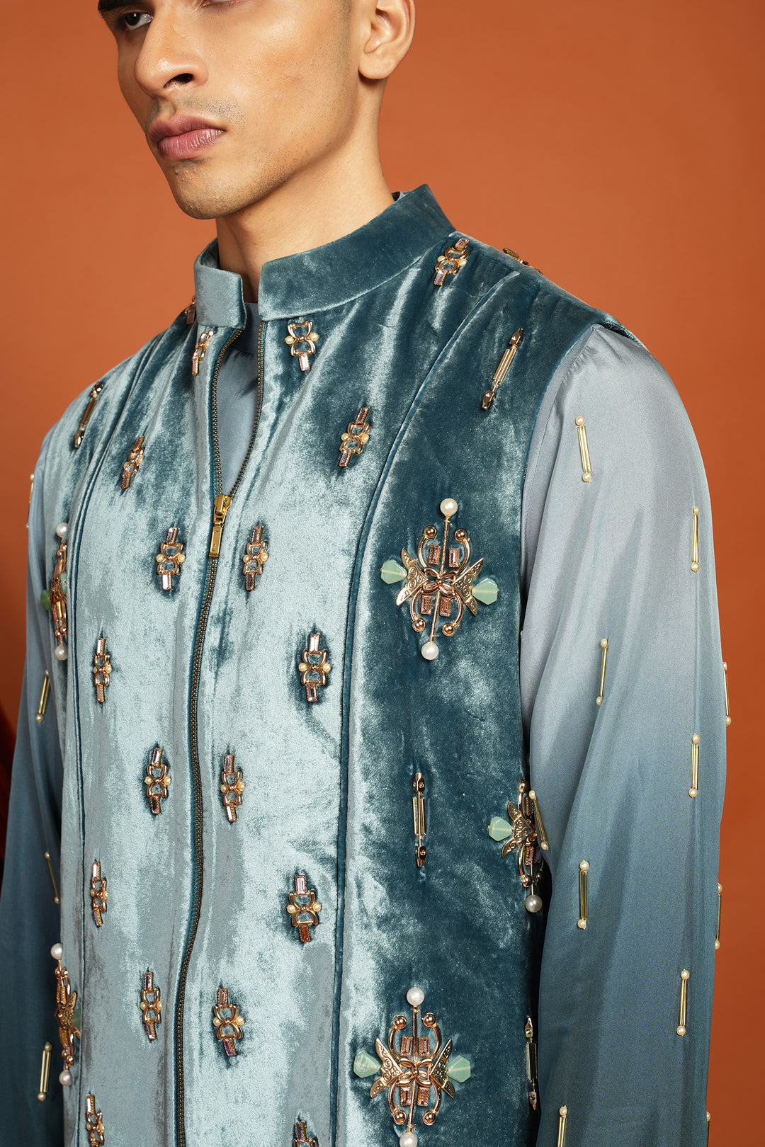 Noah - Blue Vest Jacket Set