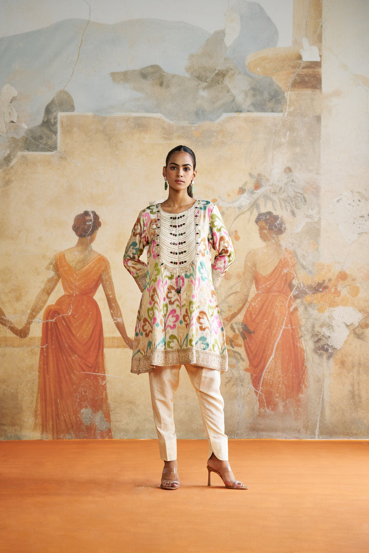 Ikkat Peplum Kurta Set