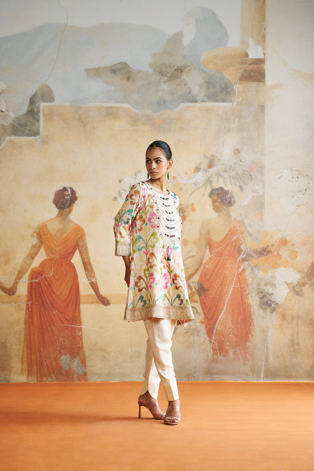 Ikkat Peplum Kurta Set