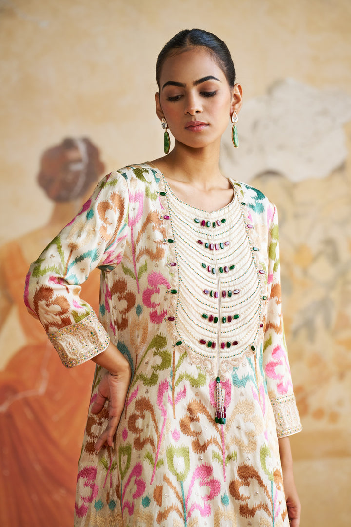 Ikkat Peplum Kurta Set
