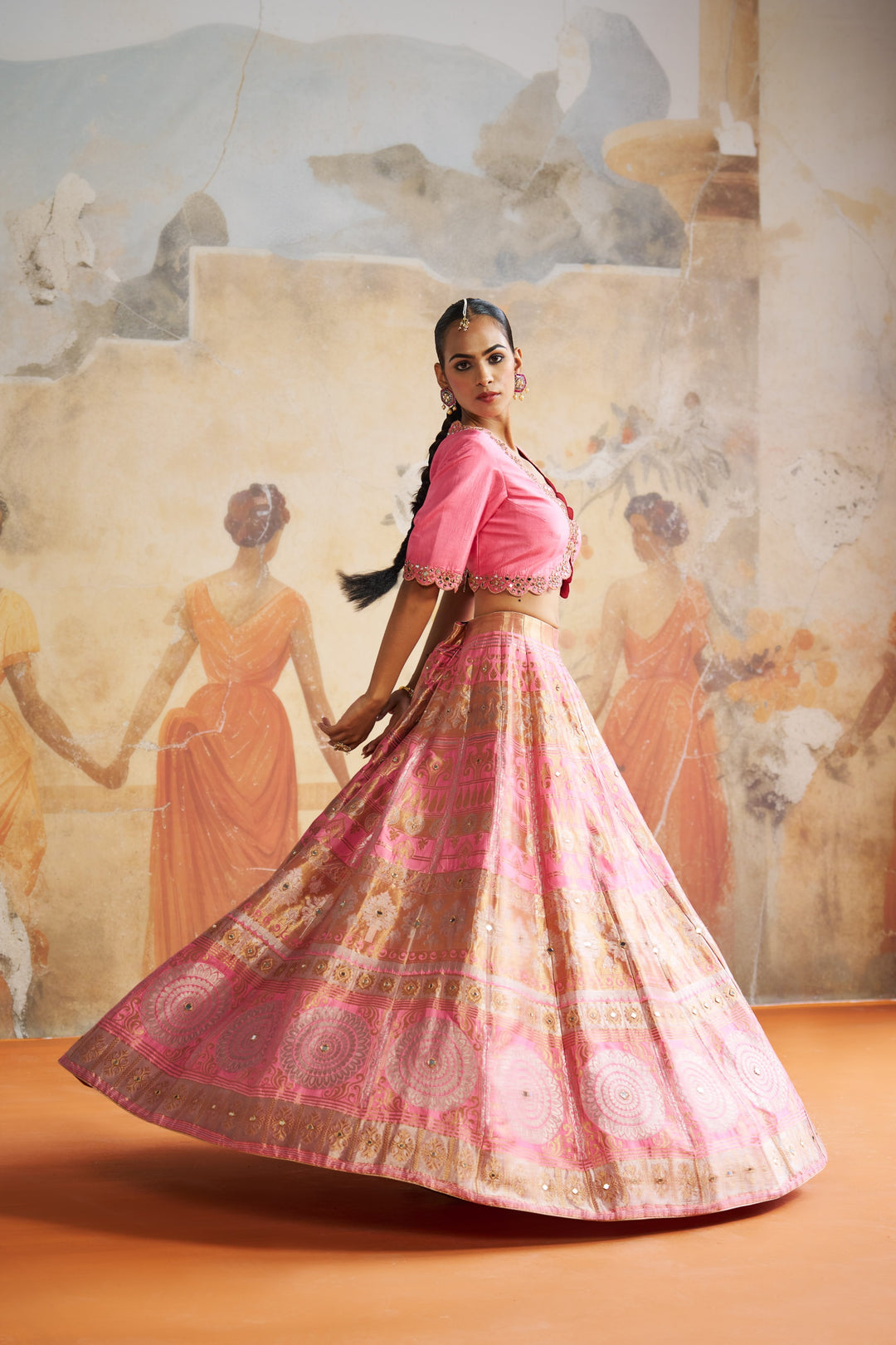 Pink Banarasi Lehenga Set