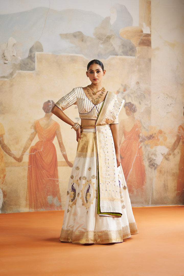 Ivory Banarasi Lehenga Set
