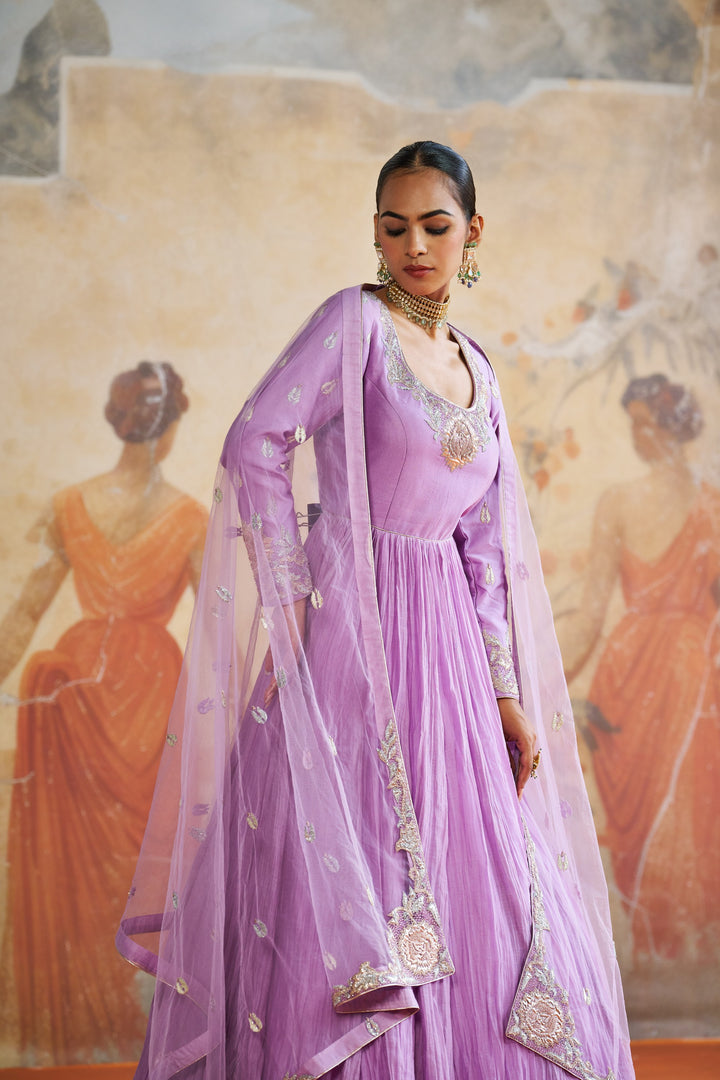 Lavender Anarkali Set