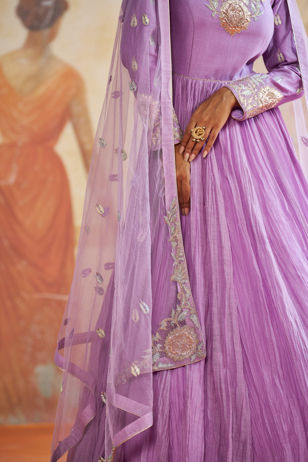 Lavender Anarkali Set