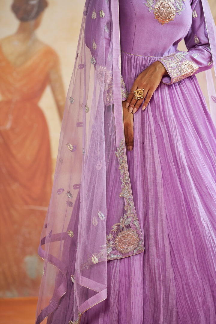 Lavender Anarkali Set