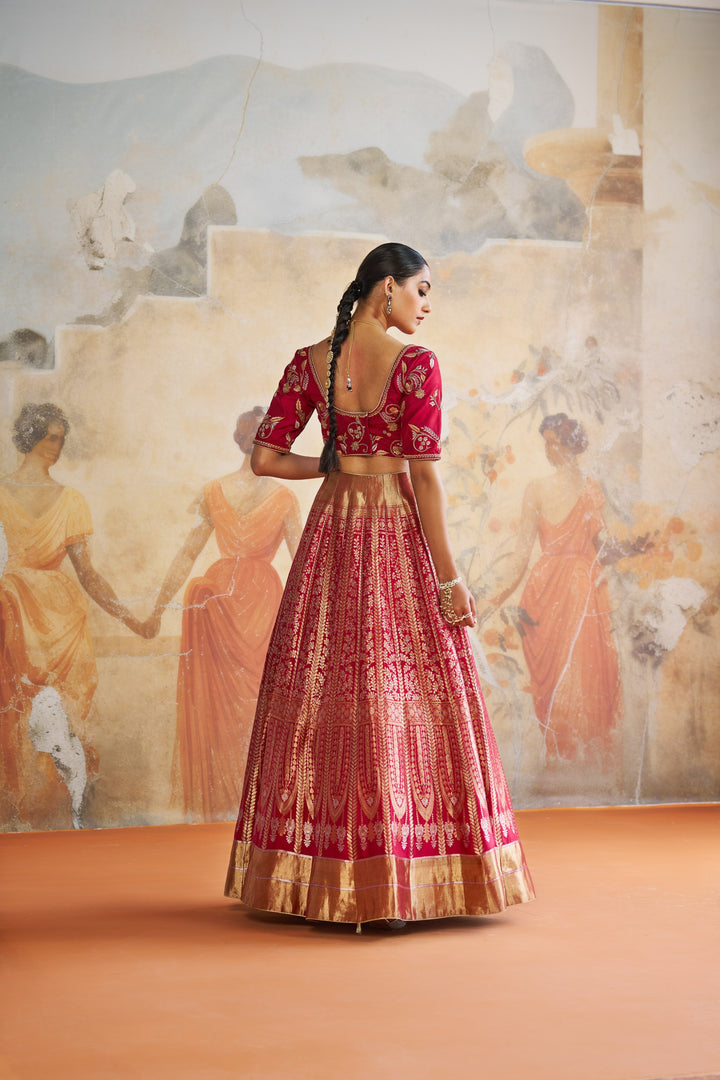 Red Banarasi Lehenga Set