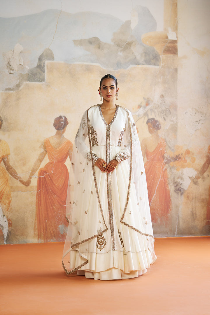 Ivory Long Anarkali Set
