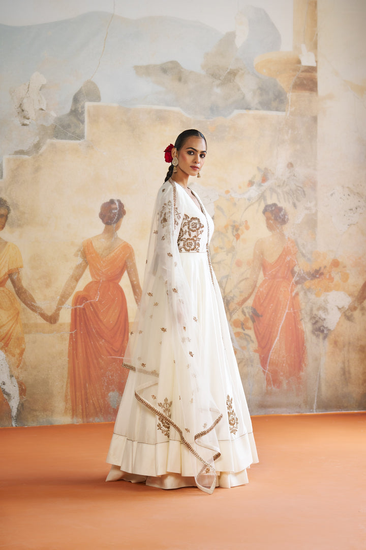 Ivory Long Anarkali Set