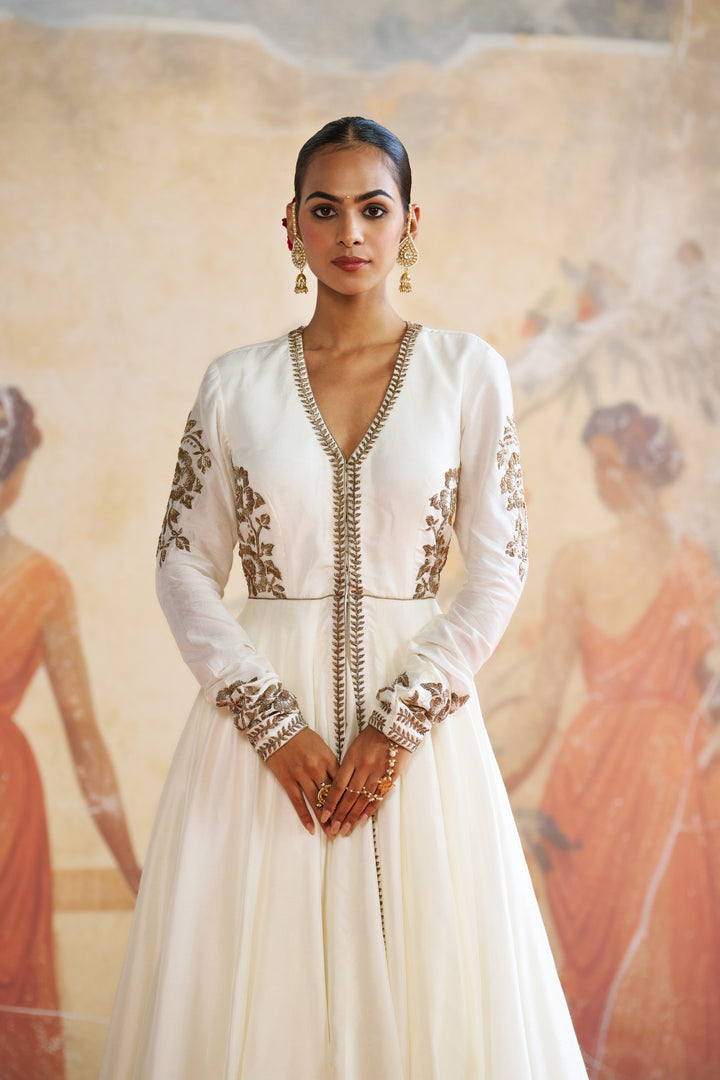 Ivory Long Anarkali Set