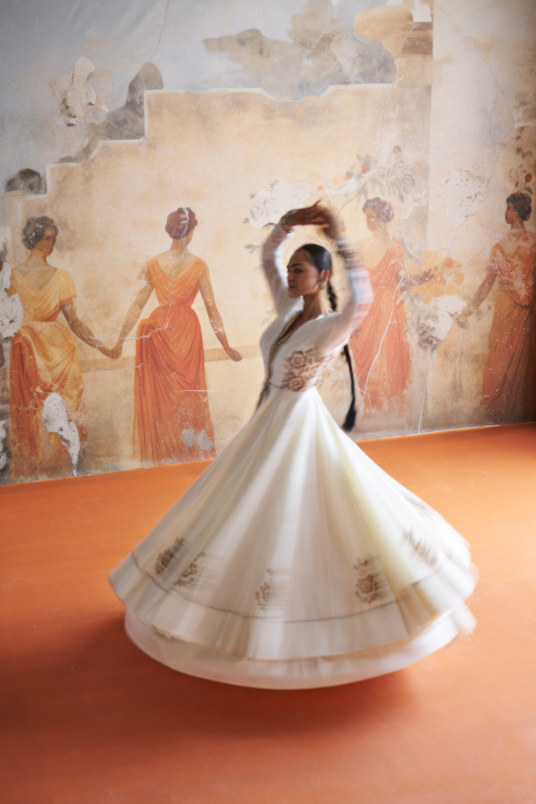 Ivory Long Anarkali Set