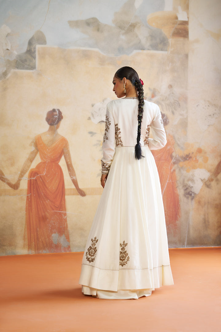 Ivory Long Anarkali Set