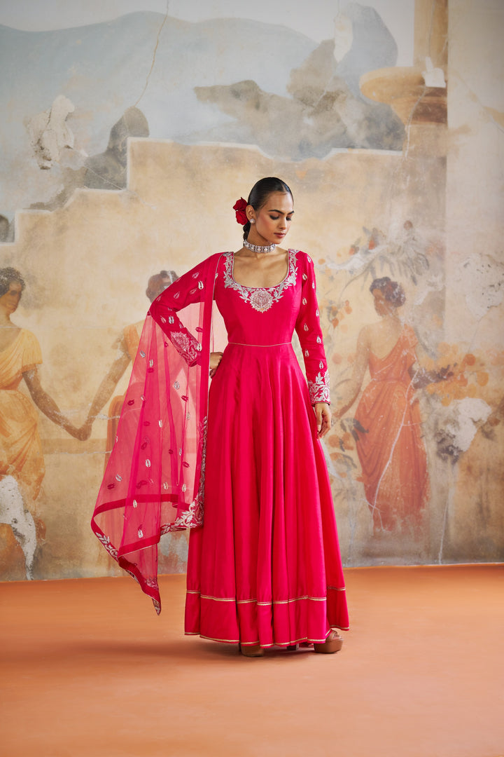 Fuchsia Pink Long Anarkali Set