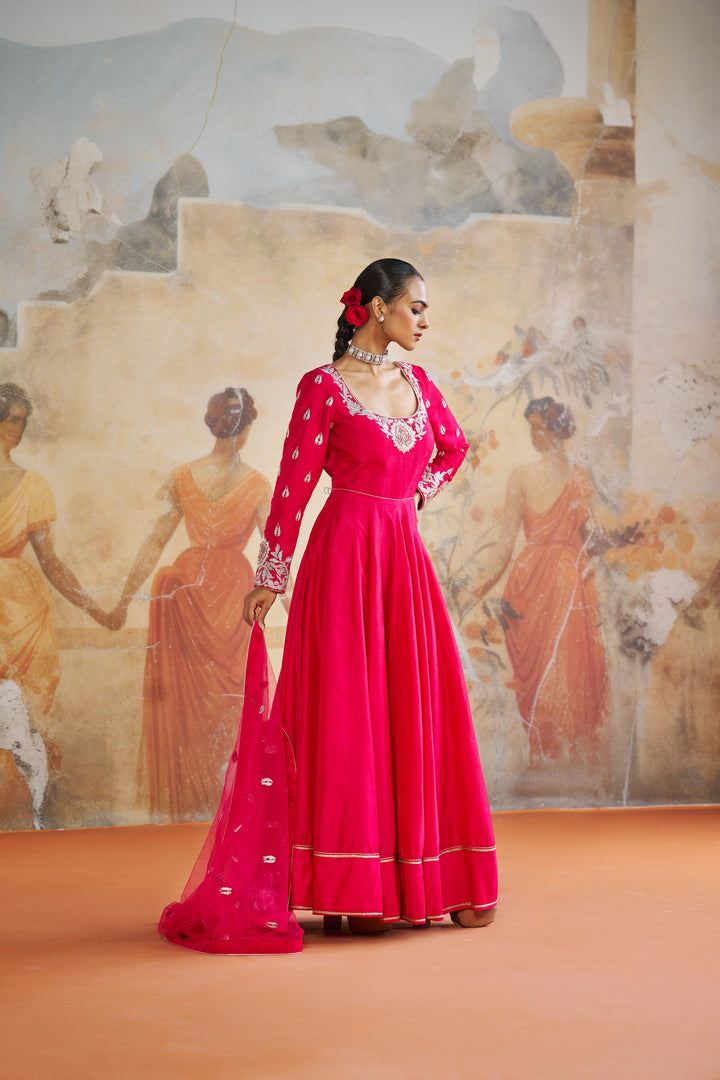 Fuchsia Pink Long Anarkali Set