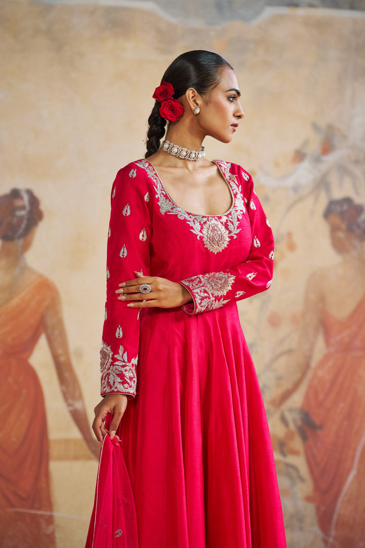 Fuchsia Pink Long Anarkali Set