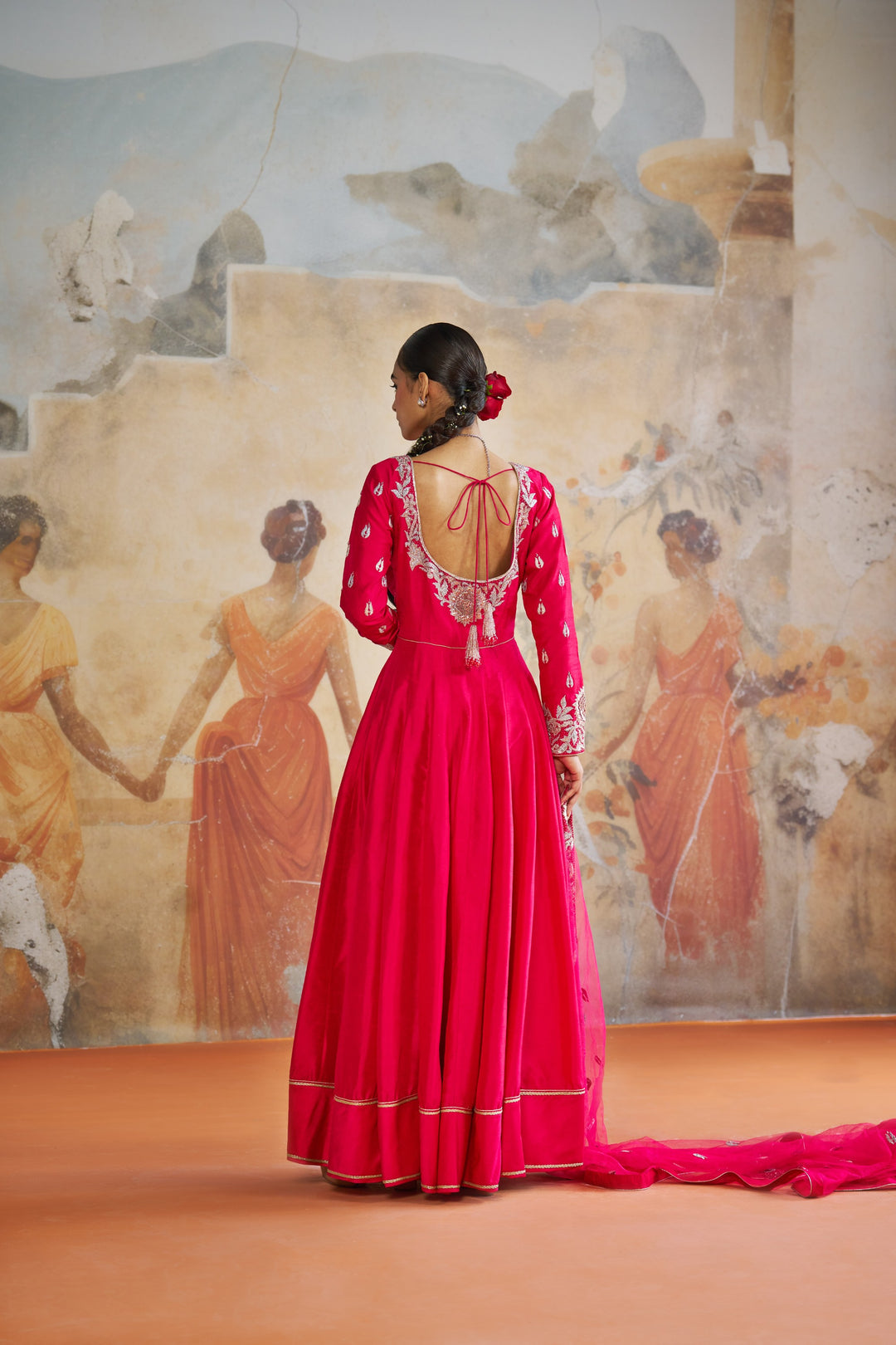 Fuchsia Pink Long Anarkali Set