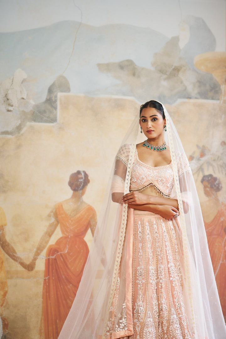 Peach Pearl Lehenga Set