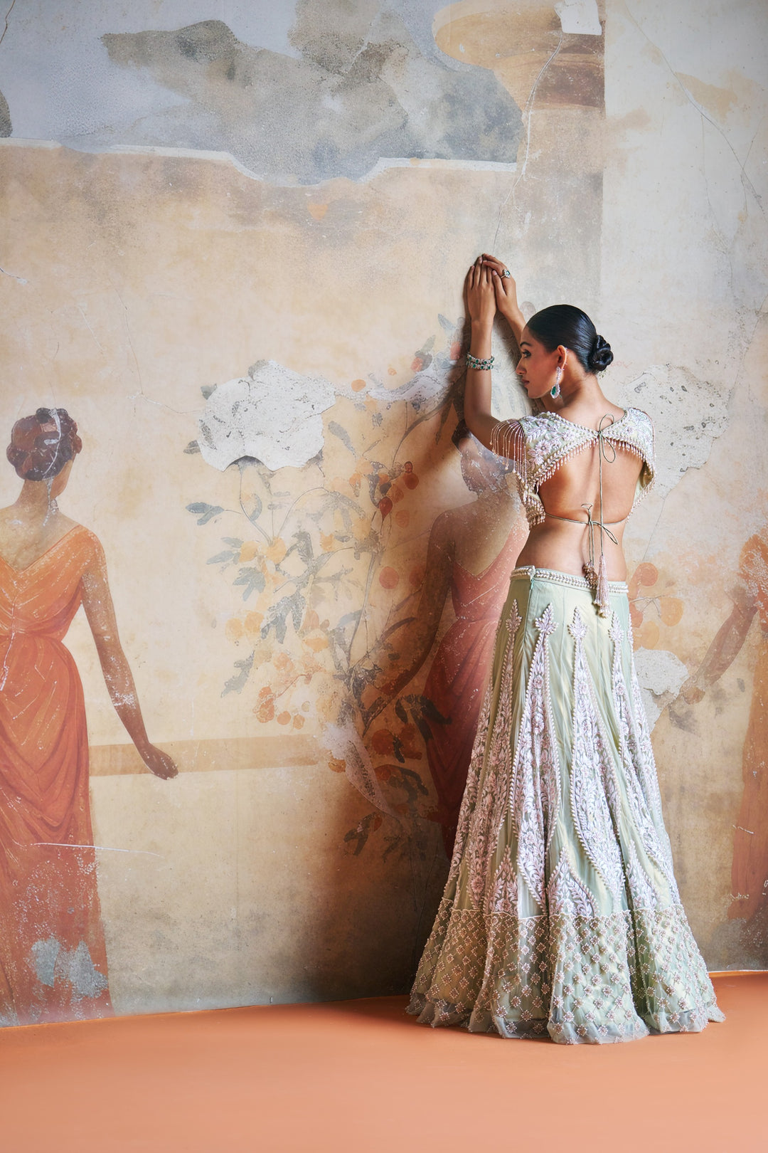 Mint Green Pearl Lehenga Set