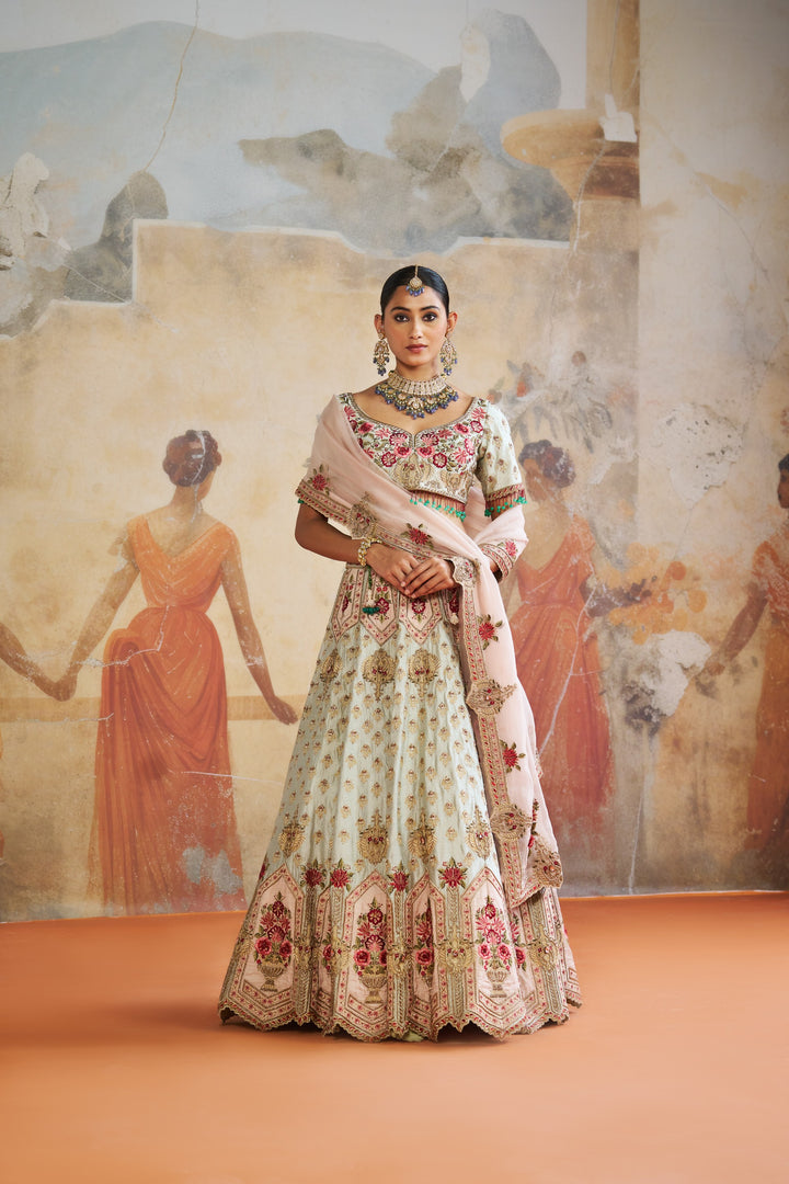 Green Zardozi Lehenga Set
