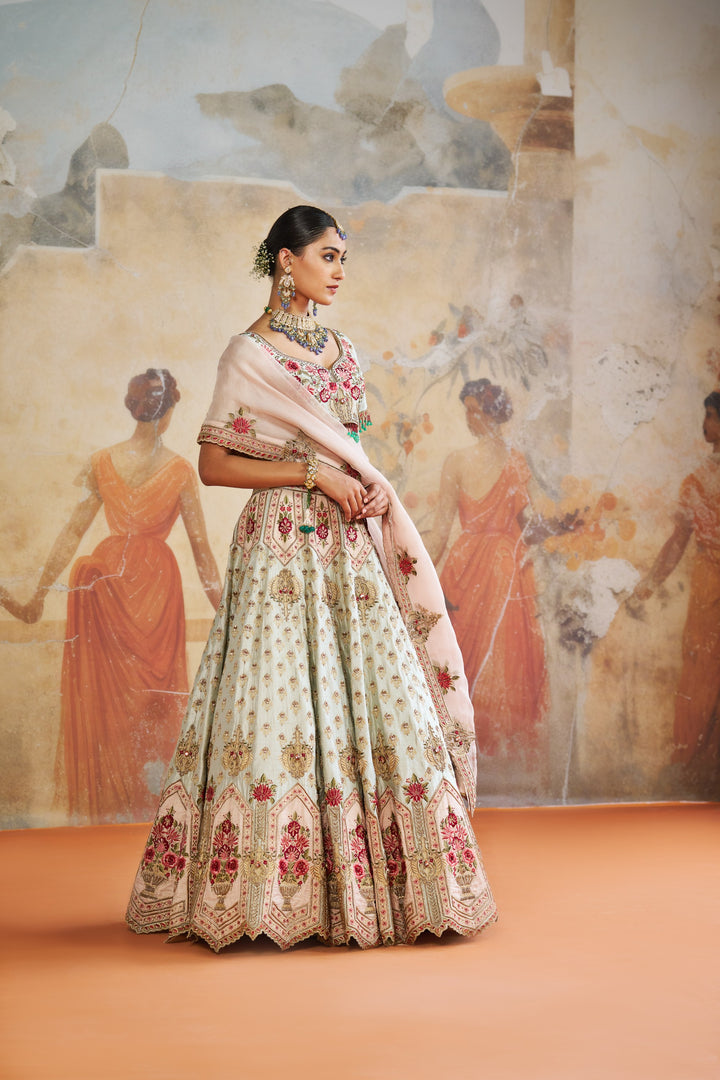 Green Zardozi Lehenga Set