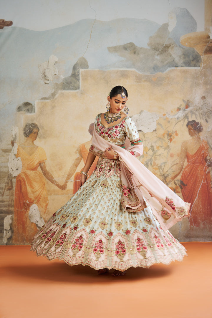 Green Zardozi Lehenga Set
