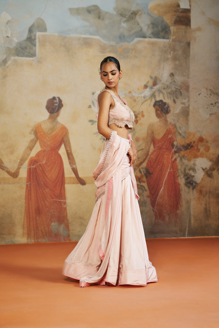 Blush Pink Lehenga Saree
