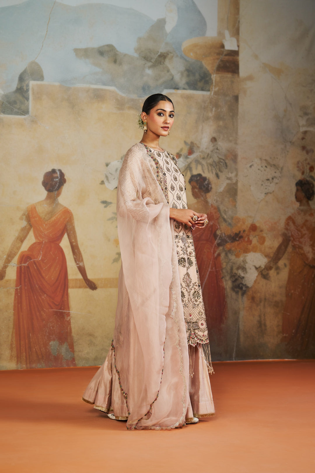 Salmon Pink Long Suit Set