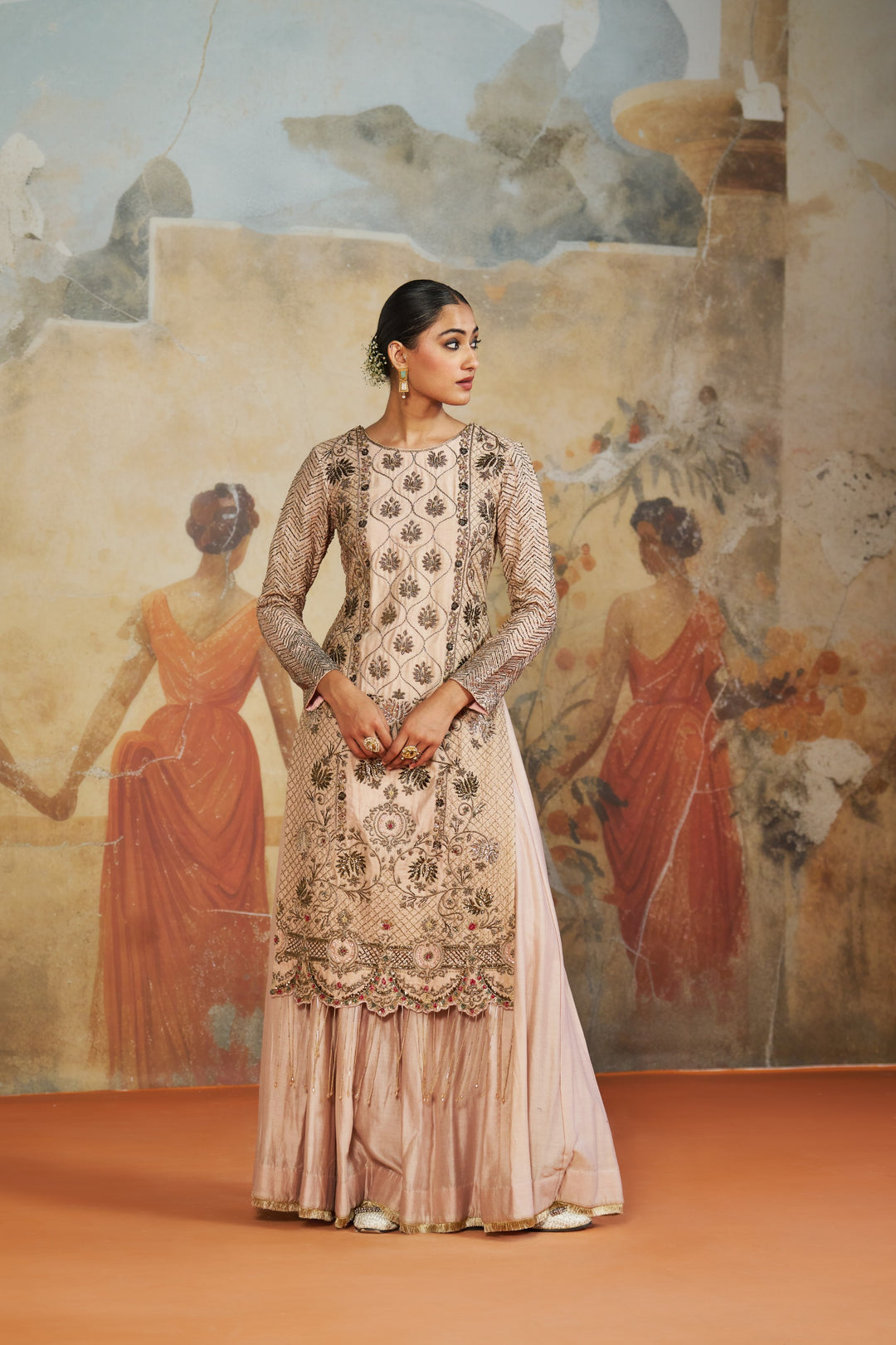 Salmon Pink Long Suit Set