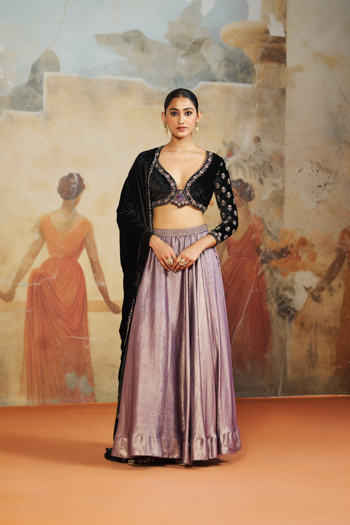 Black Velvet Lehenga Set