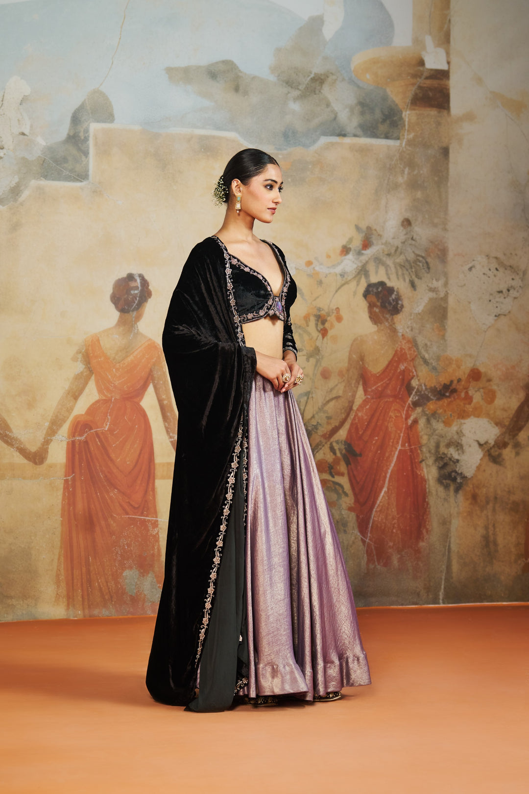 Black Velvet Lehenga Set