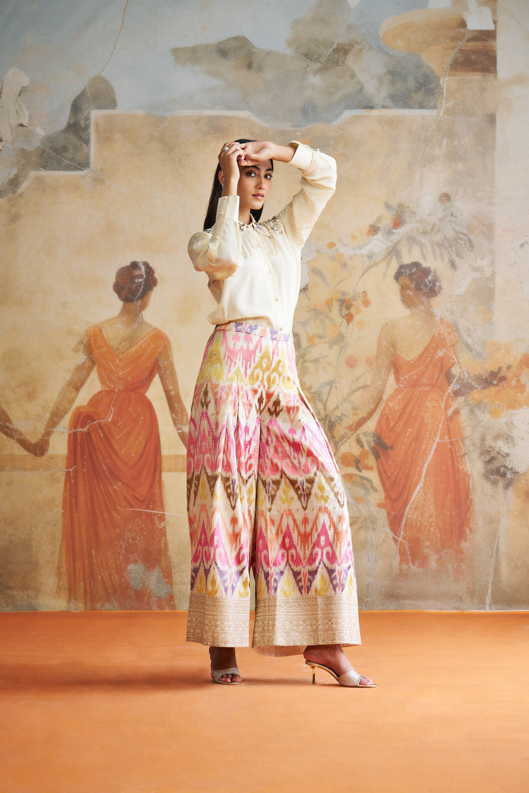 Ivory Jeweled Shirt Coord Set