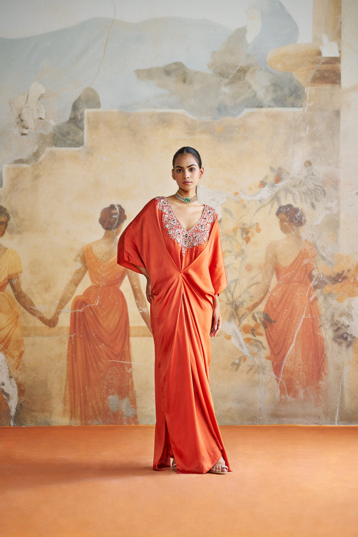 Tangerine Jeweled Kaftan