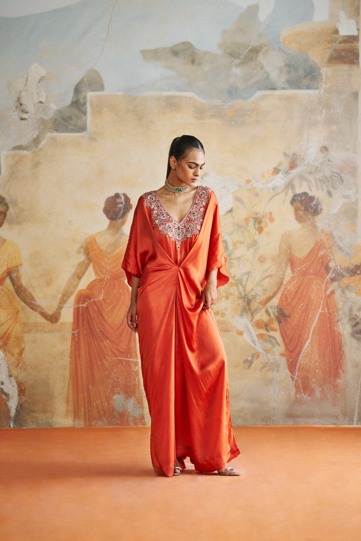 Tangerine Jeweled Kaftan