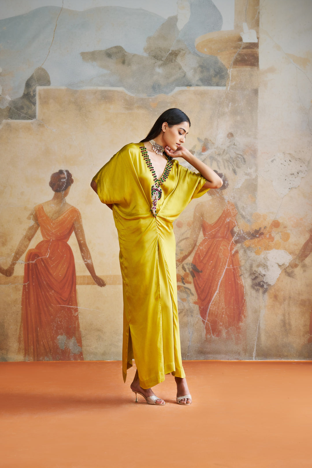 Olive Jeweled Kaftan