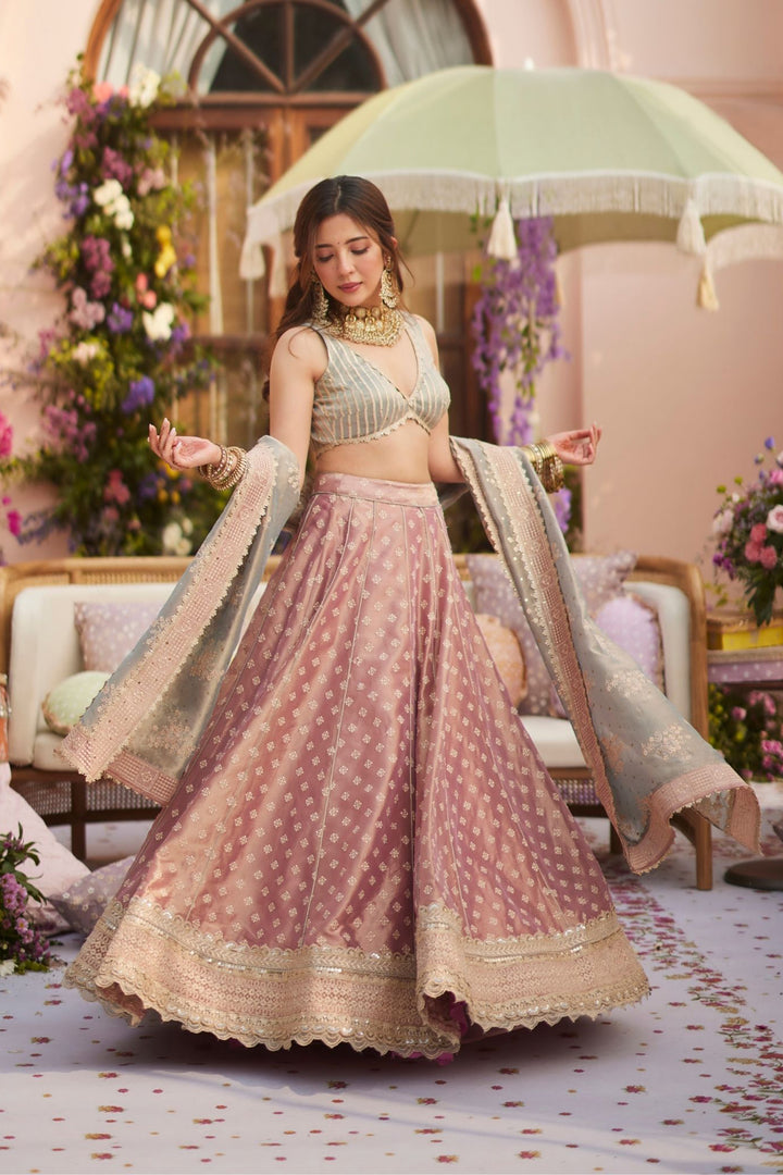 Bansuri Tissue Light Pink Lehenga