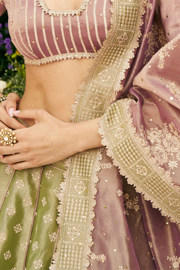 Bansuri Tissue Light Green Lehenga