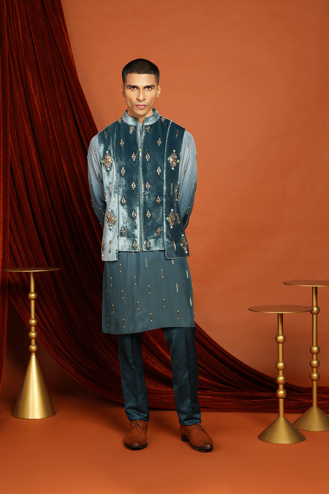 Noah - Blue Vest Jacket Set