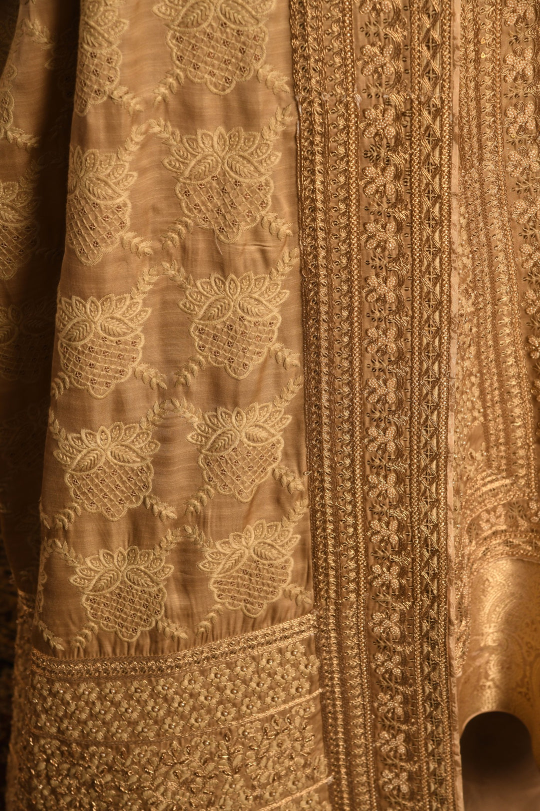 Gilded Stride Sherwani: A Modern Masterpiece In Light Gold