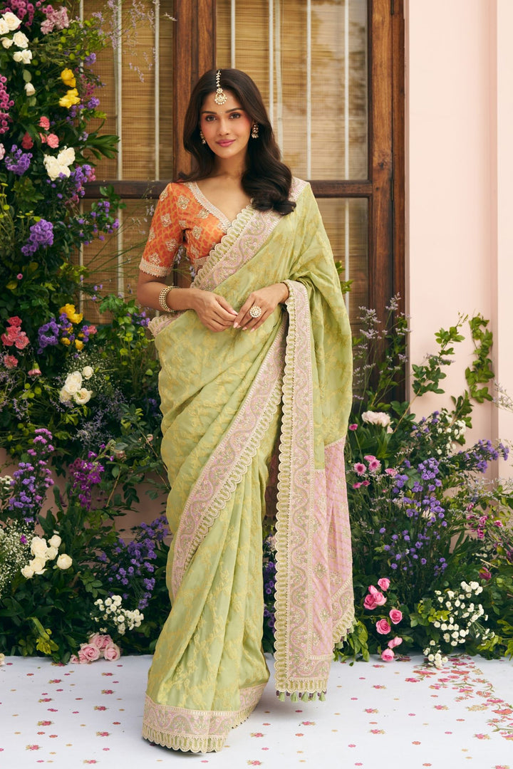 Chandrika Banarsi Green Saree