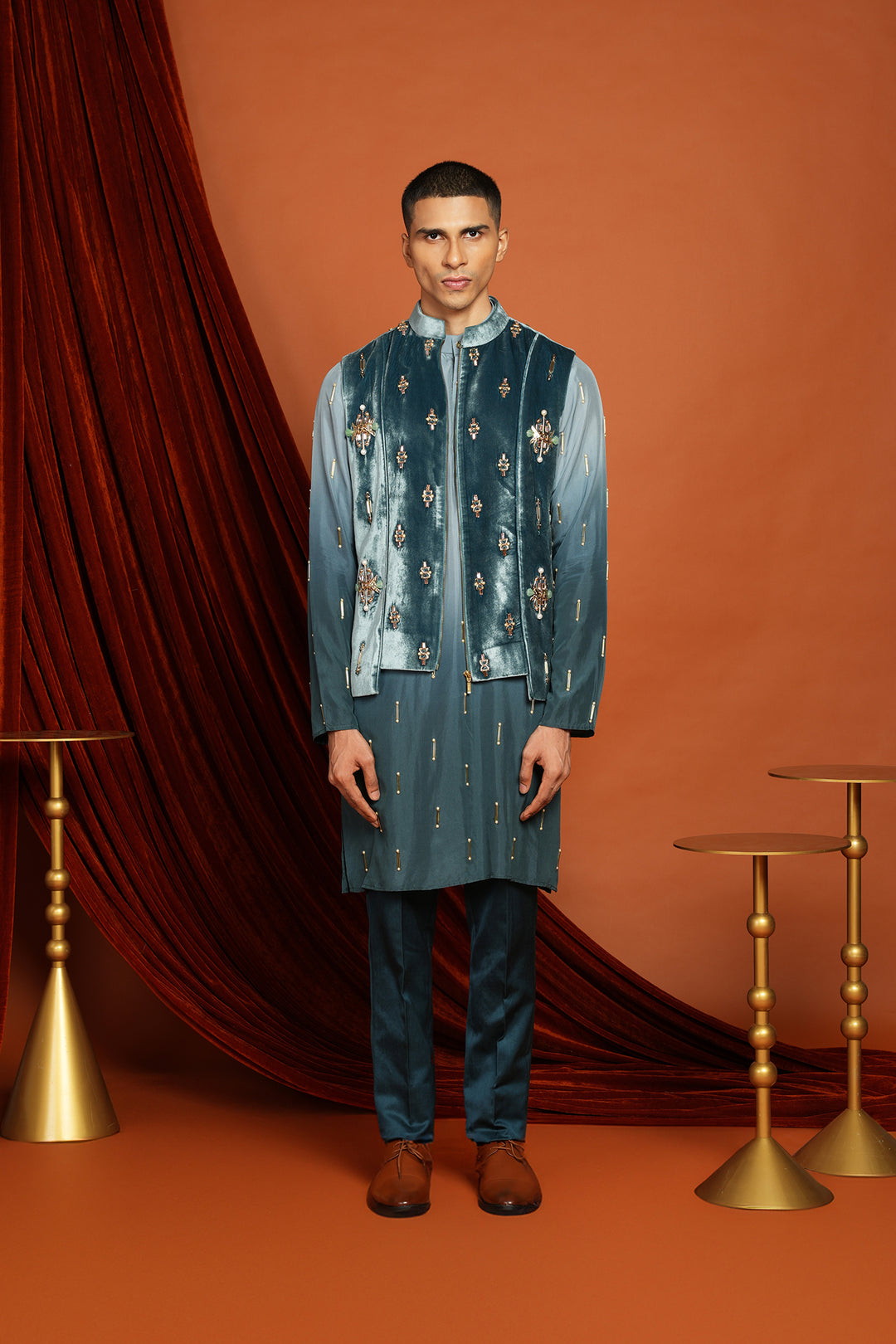 Noah - Blue Vest Jacket Set